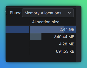 Memory allocations after the optimizations